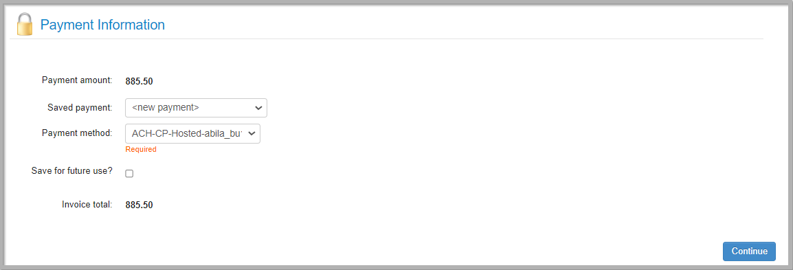 Payment Info section ACH continue button.png