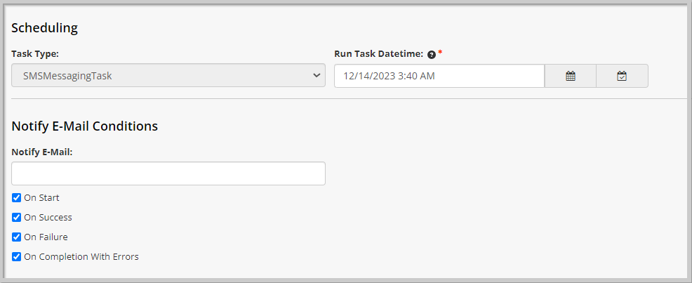 SMS Add SMS Messaging Details form Scheduling section.png