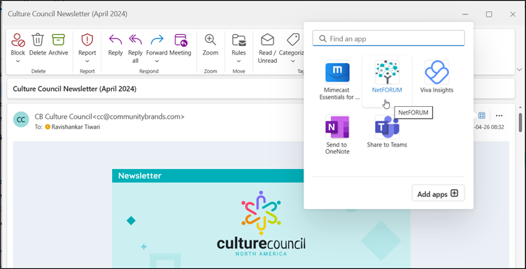 New Outlook Apps NetForum Add in.png