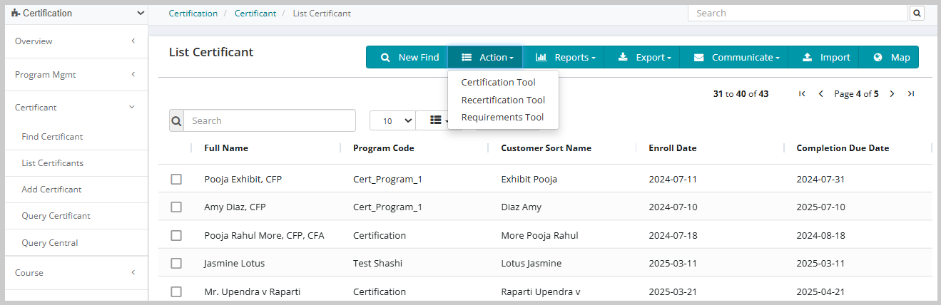 List Certificant Action Bar.png