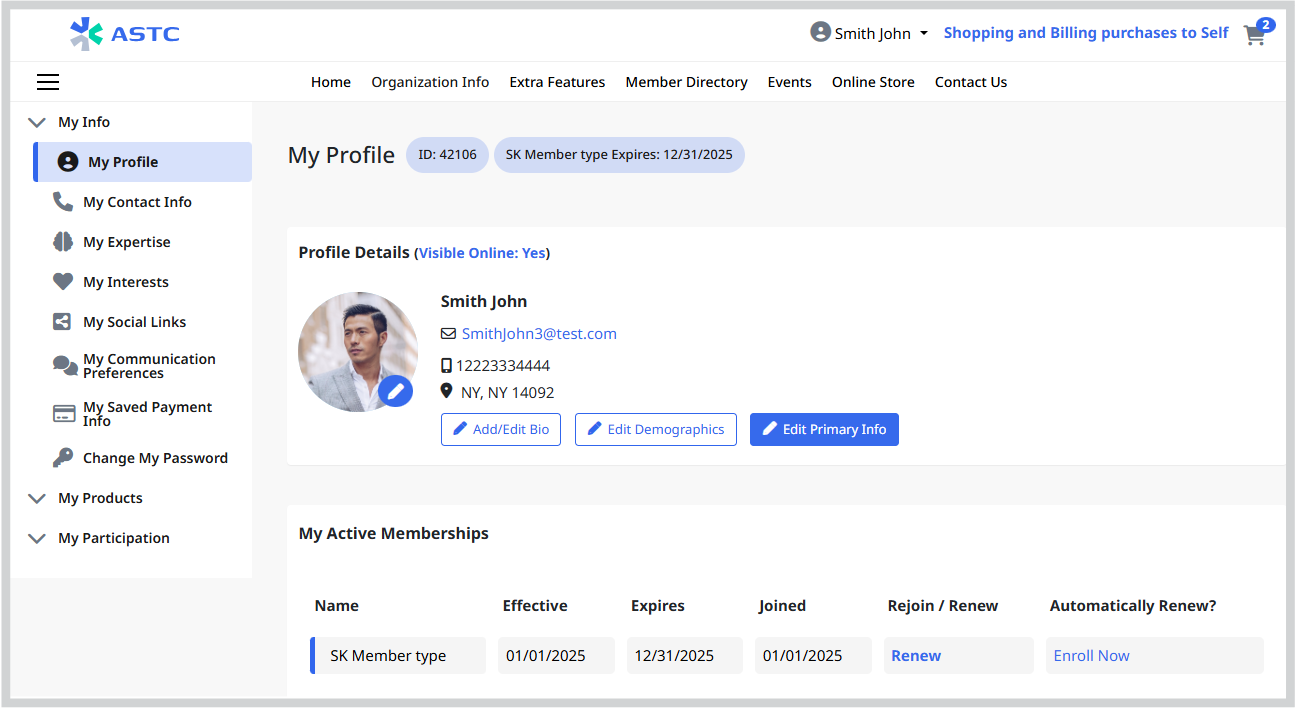 My Profile with Left hand menu.png